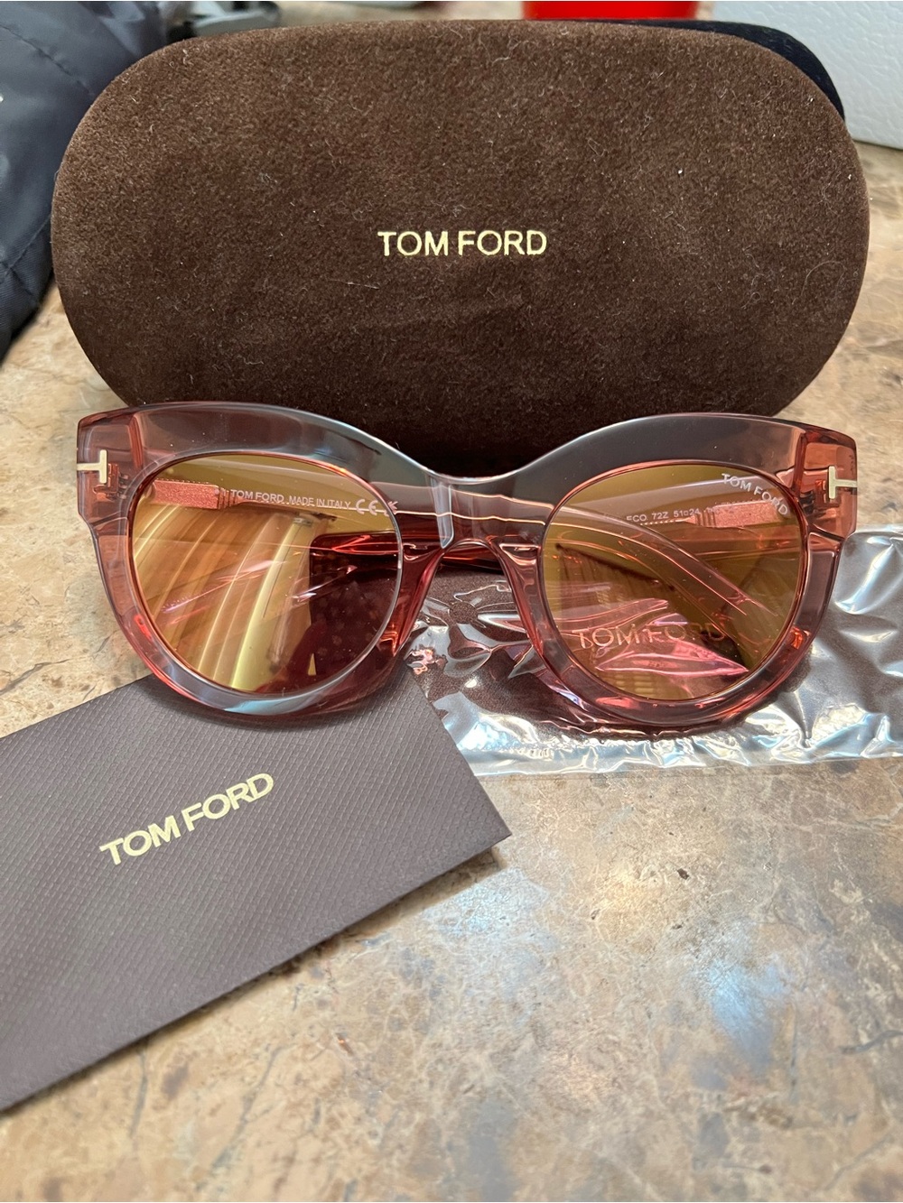 Tom Ford Women's  TF1063 Rose Transparent Frame Sunglasses